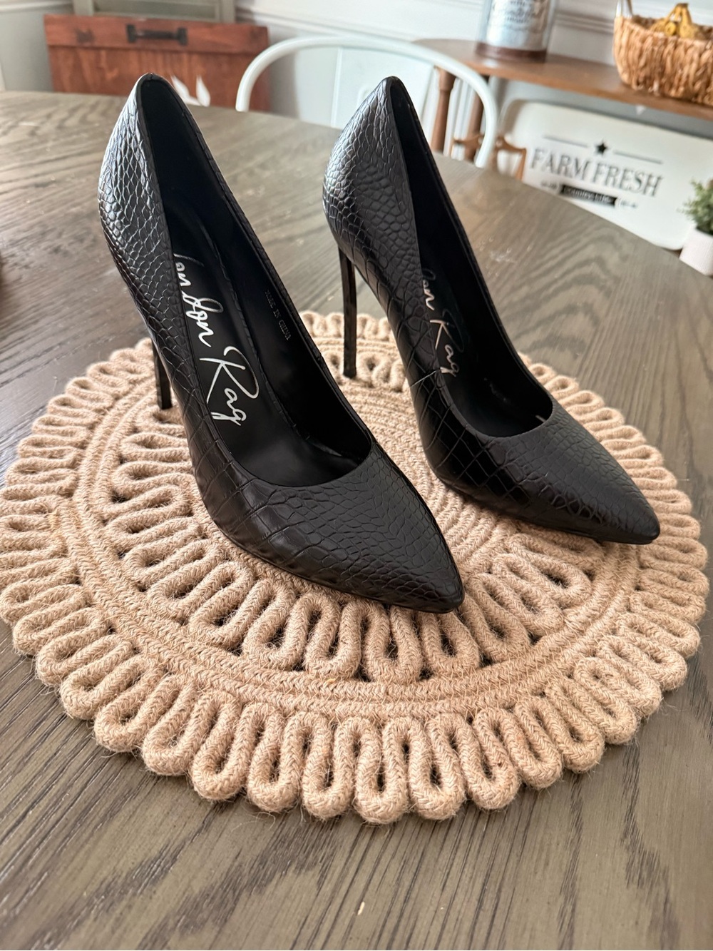 London Rag Brinkles Women's Croc Stiletto Pumps Sz 9